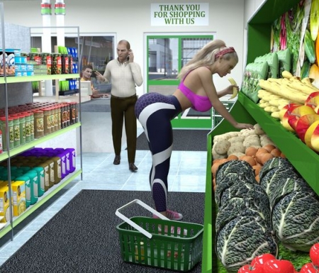 3D Pose - Pervert old man in supermarket (Extreme Comics) [3d pose, 3d pose, vaginal sex, blowjob, cun on face]